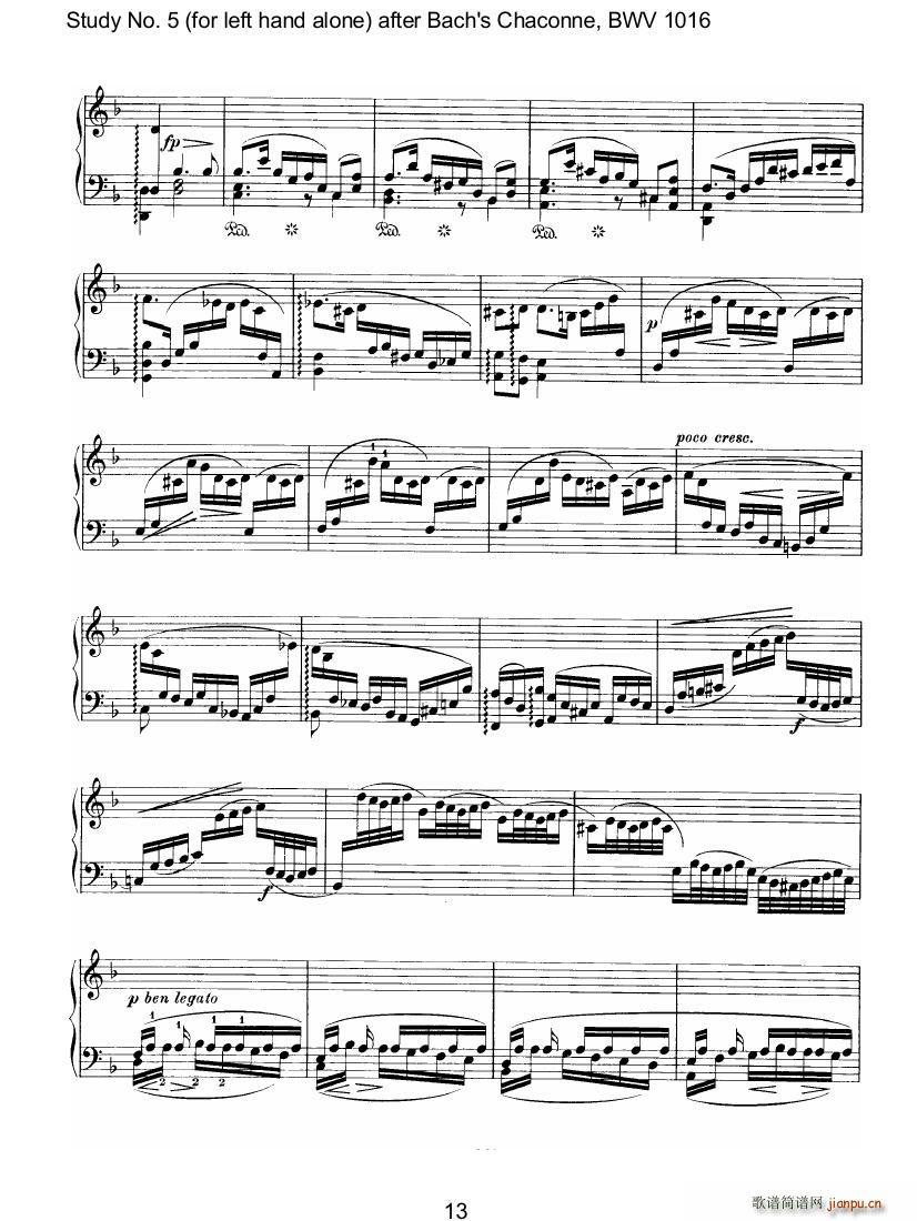 Bach Brahms BWV1016 Chaconne as Etude 5 left hand(钢琴谱)25