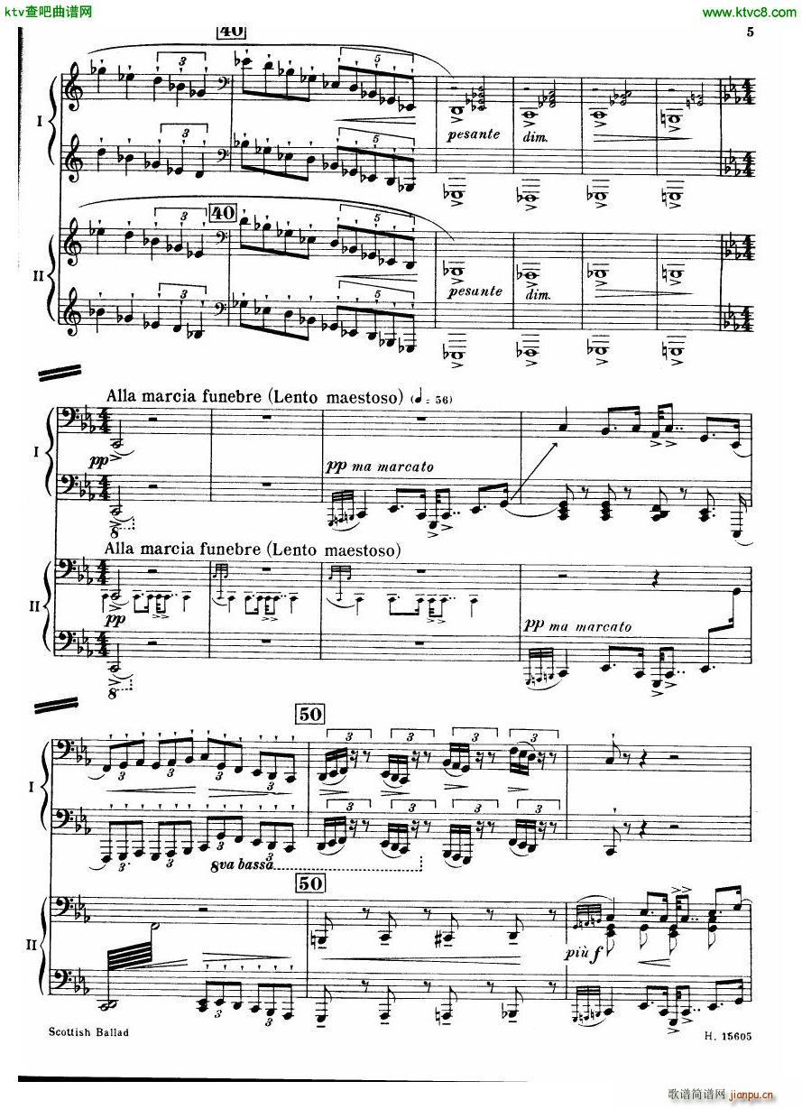 Britten Scottish Ballad op 26 arr for 2 pianos(钢琴谱)6