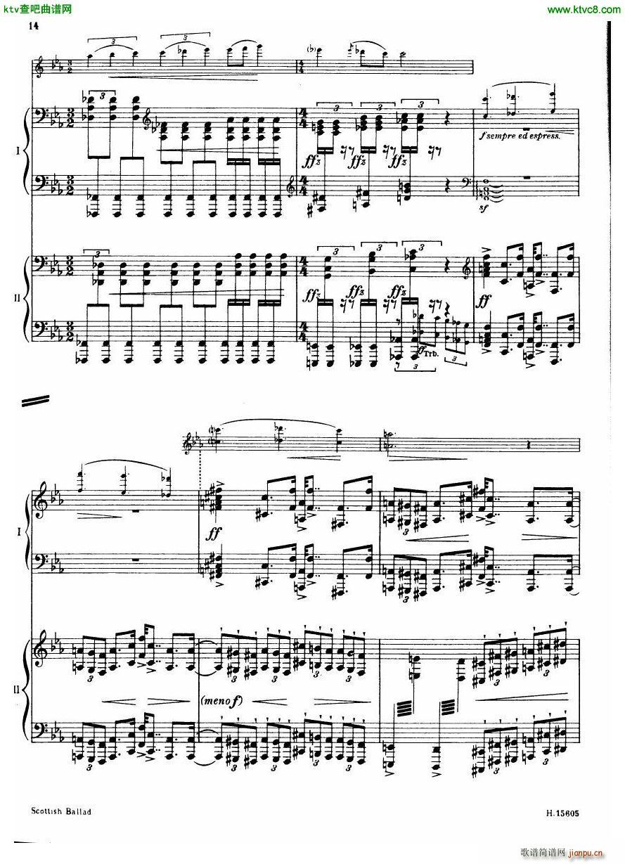Britten Scottish Ballad op 26 arr for 2 pianos(钢琴谱)15