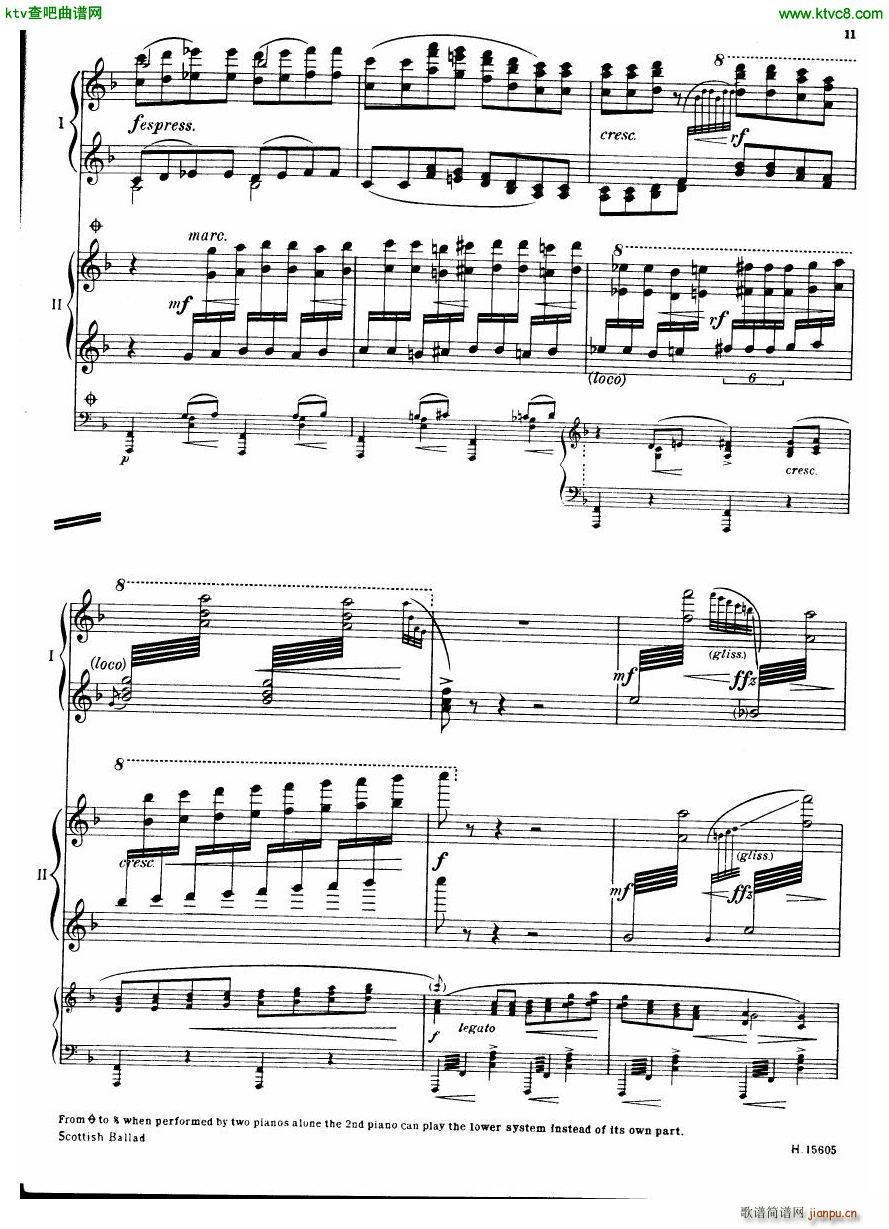 Britten Scottish Ballad op 26 arr for 2 pianos(钢琴谱)12