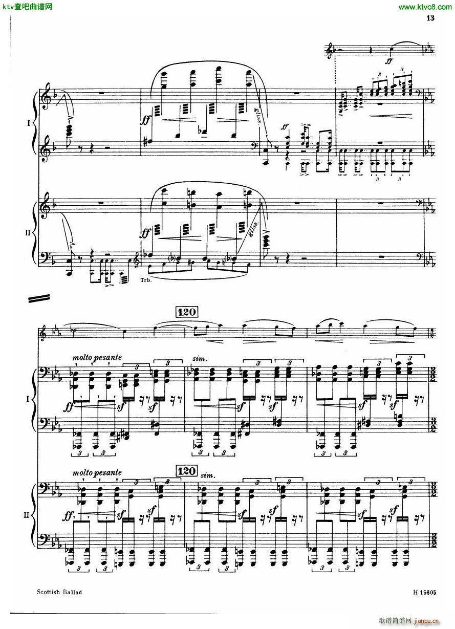 Britten Scottish Ballad op 26 arr for 2 pianos(钢琴谱)14