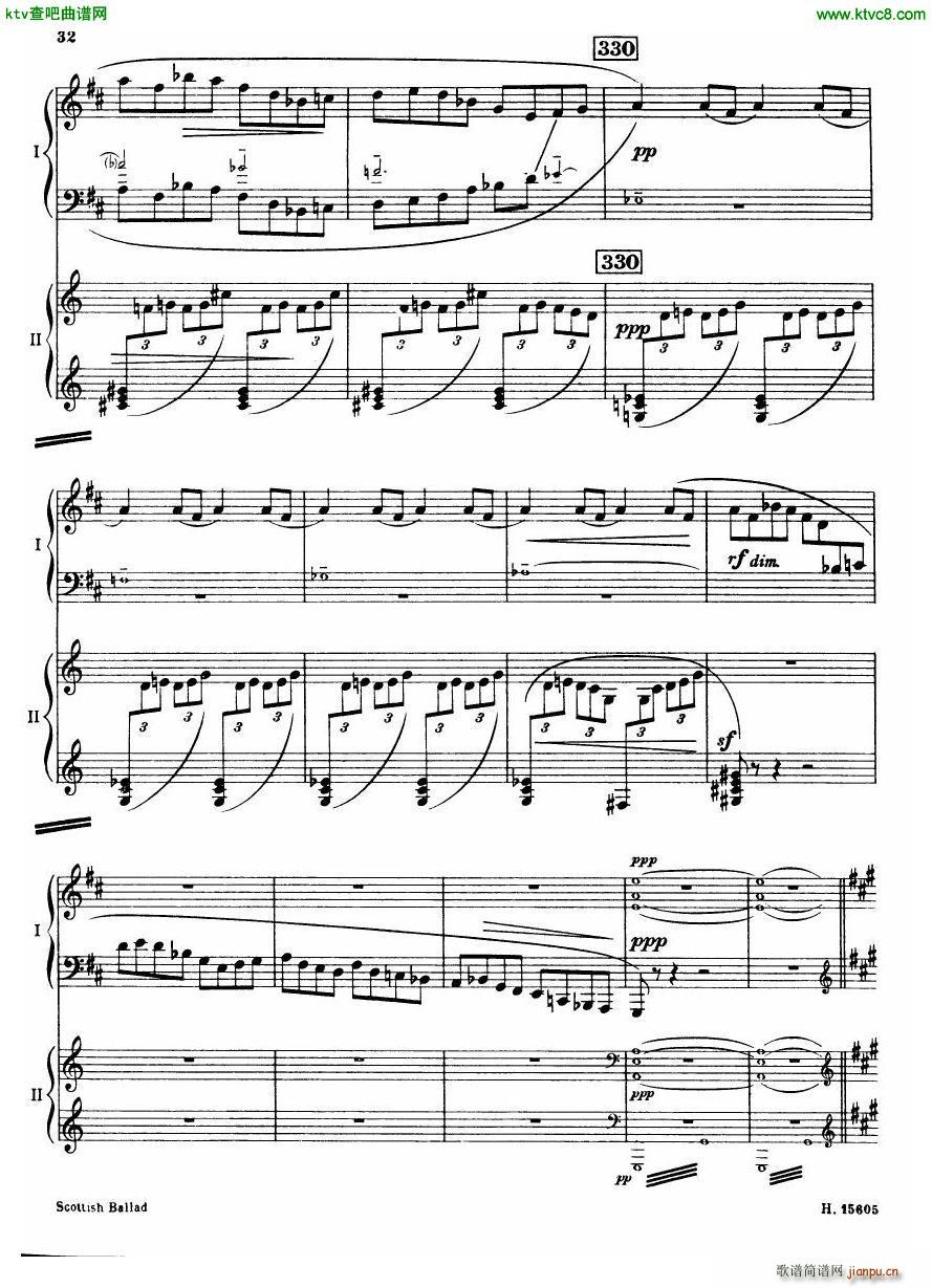 Britten Scottish Ballad op 26 arr for 2 pianos(钢琴谱)33