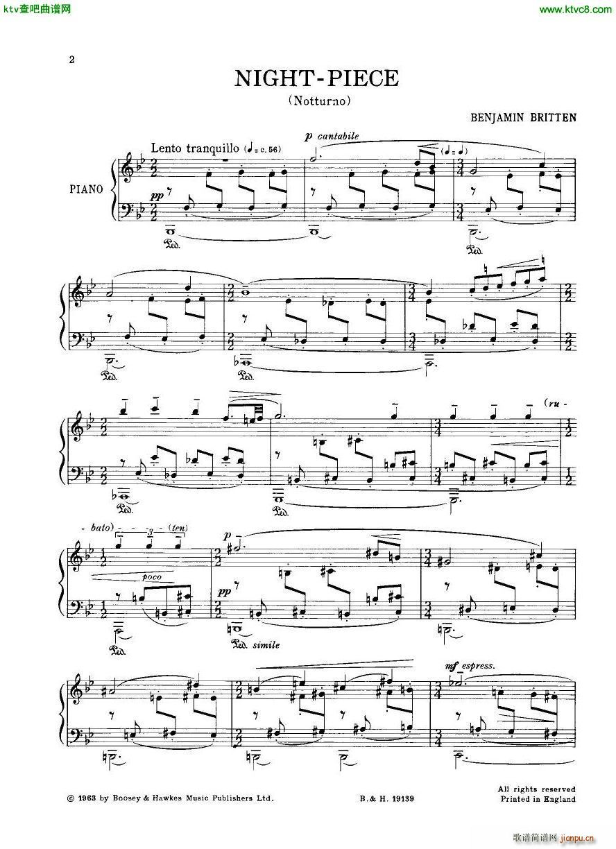 Britten Nightpiece(钢琴谱)1