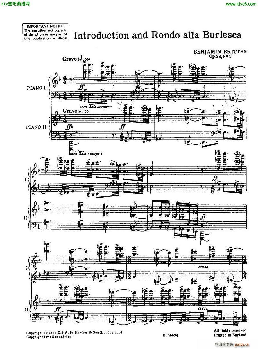 Britten Intro And Rondo Alla Burlesca(钢琴谱)1
