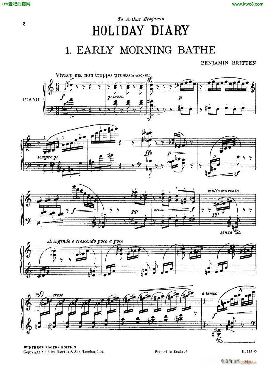 Britten Holiday Diary Op 5(钢琴谱)1