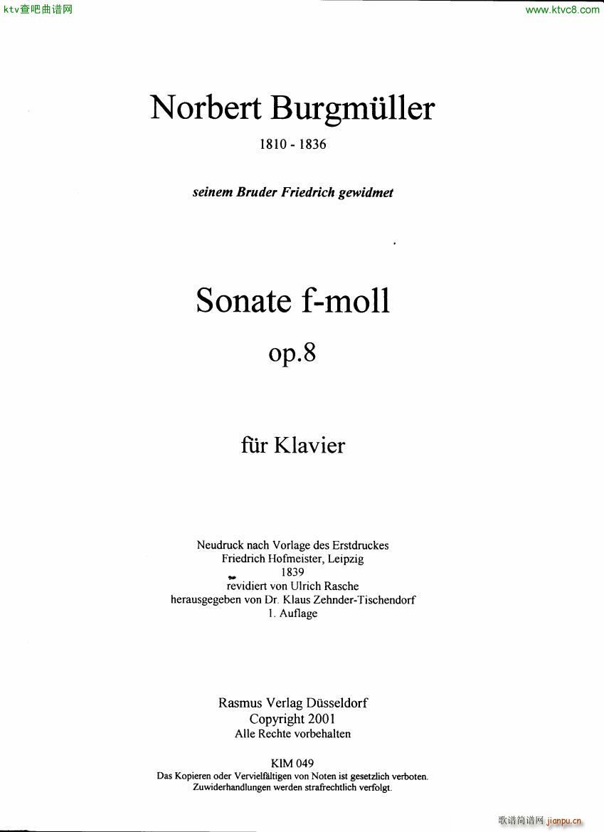 Burgmüller Norbert Sonata op8(钢琴谱)1