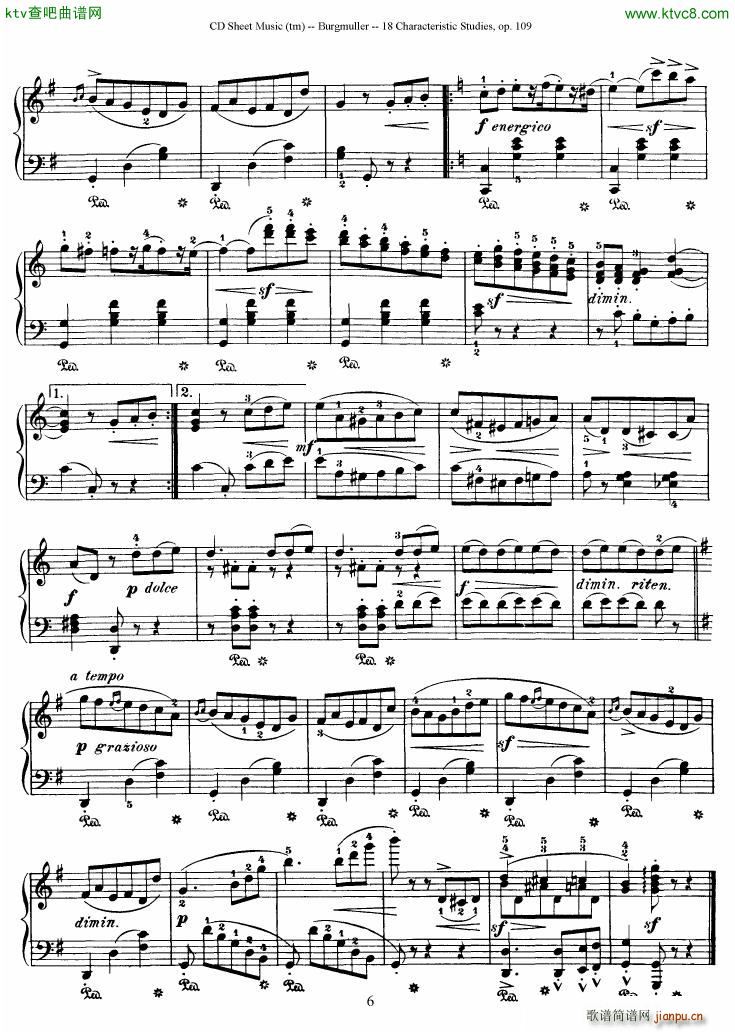 Burgmuller 18 characteristic studies op109(钢琴谱)6