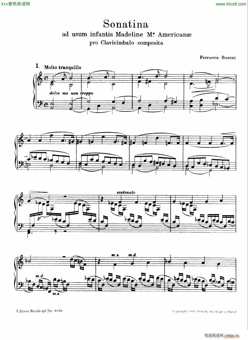 Busoni Sonatina pro clavicimbalo(钢琴谱)1