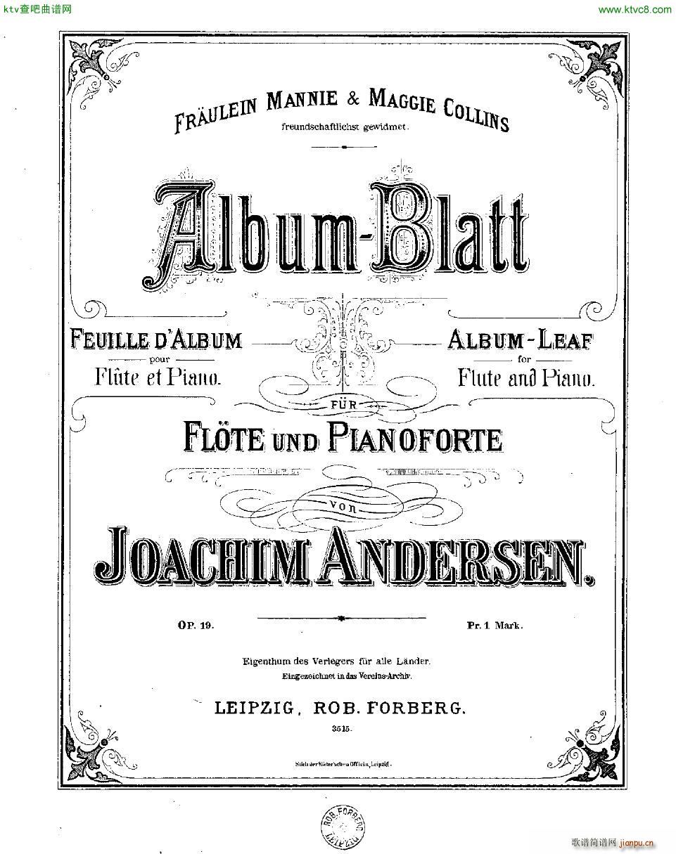 Andersen op 19 Album Blatt fl pno(钢琴谱)1