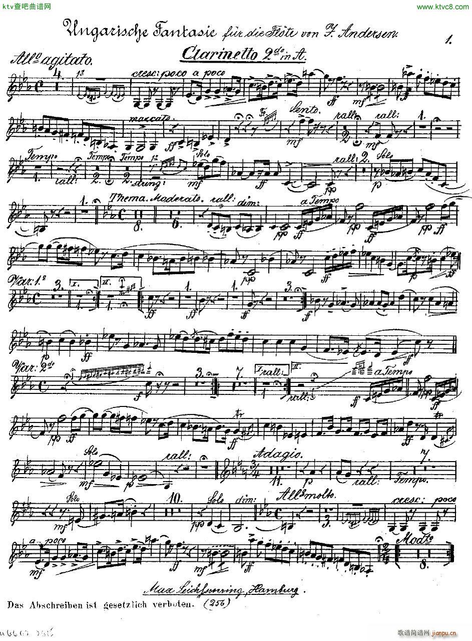 Andersen op 2 Ungarische Fantasie orch parts(钢琴谱)34
