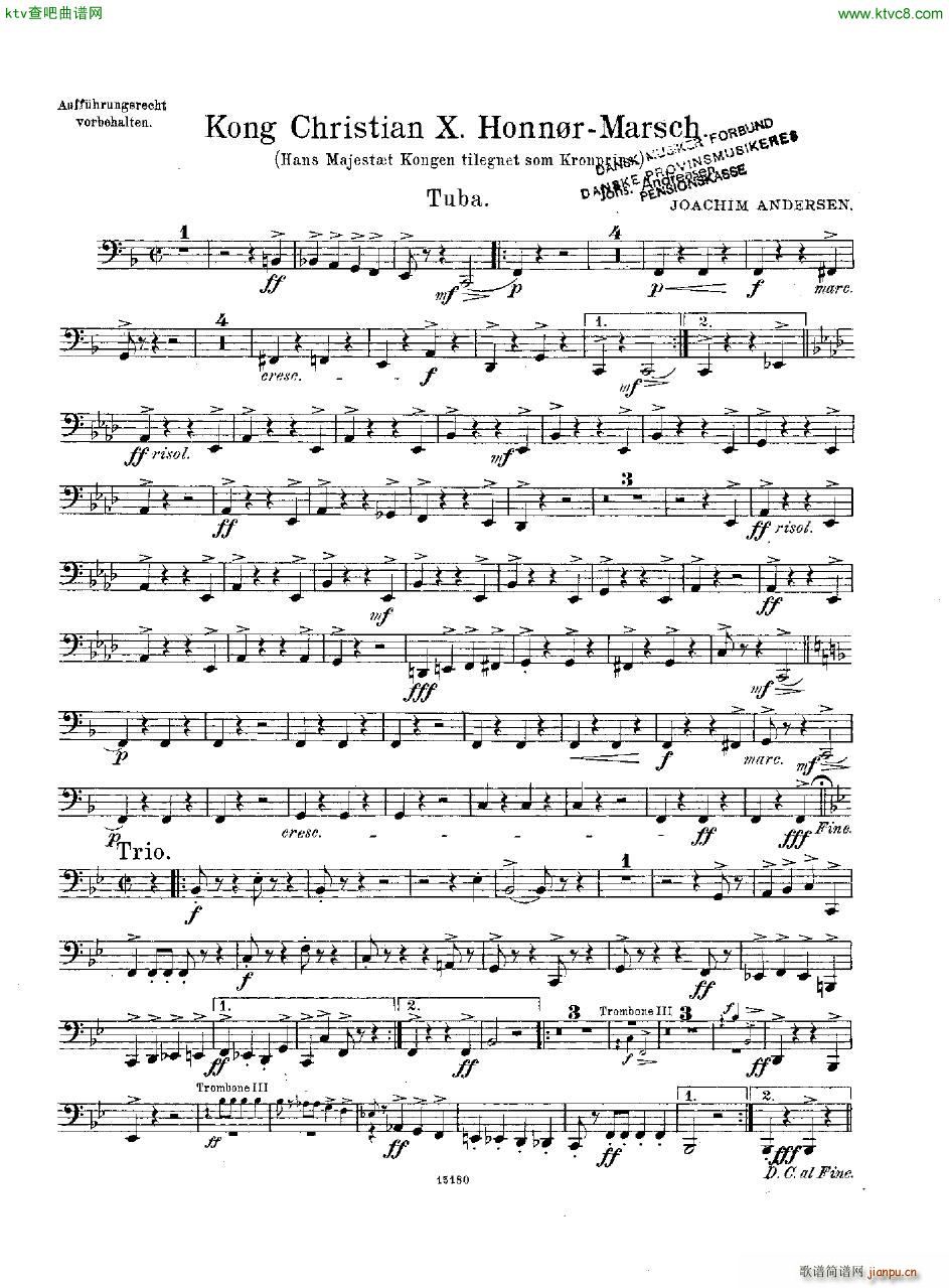 Andersen Kong Christian X Honn rmarsch orch(钢琴谱)28