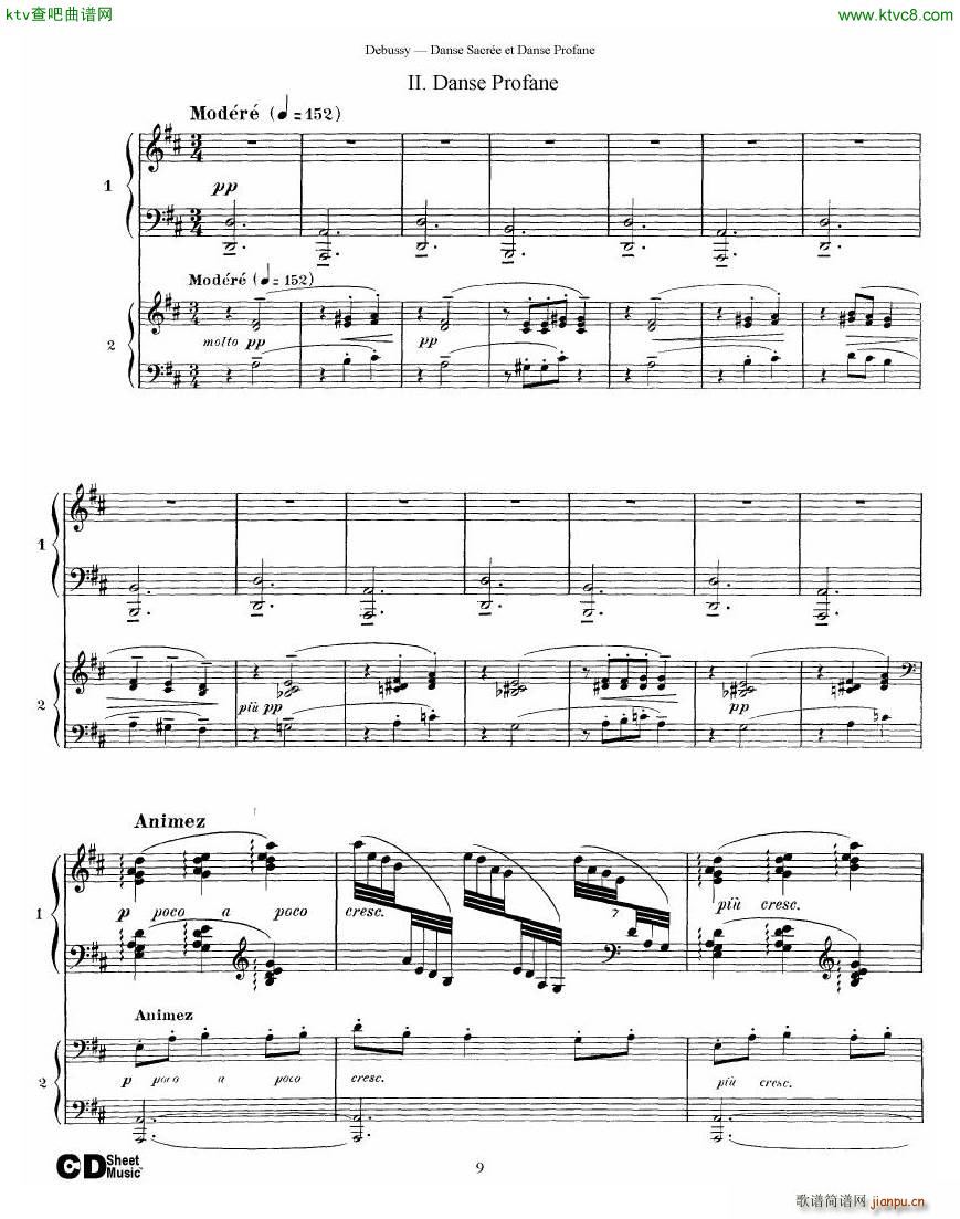 Debussy Danse Sacrée et Danse Profane 2 Piano s(钢琴谱)9