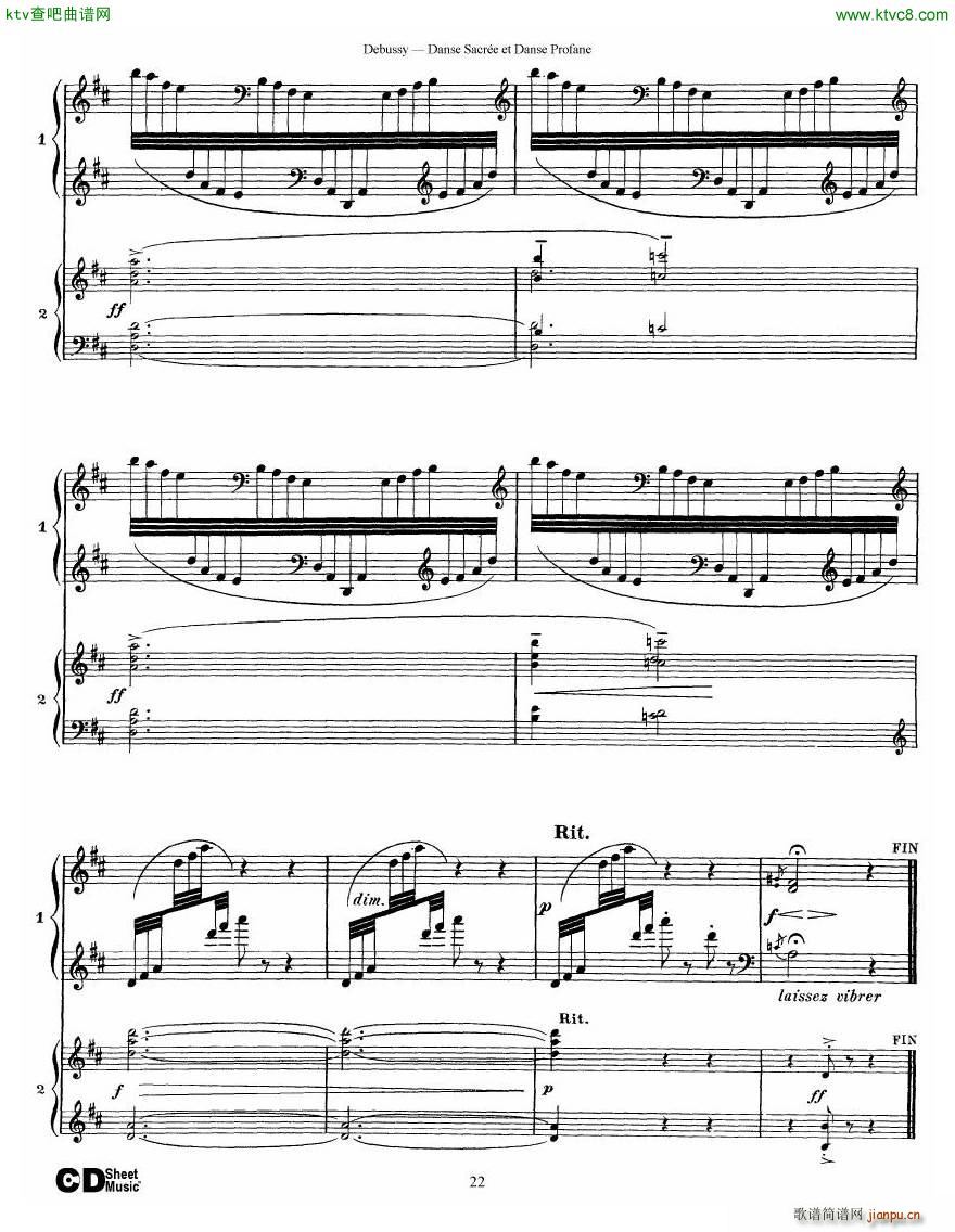 Debussy Danse Sacrée et Danse Profane 2 Piano s(钢琴谱)22
