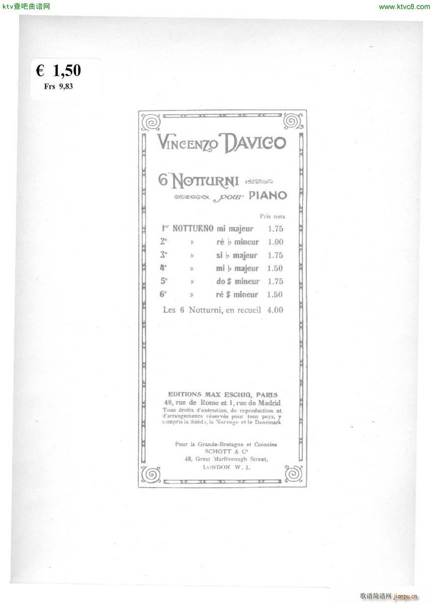 Davico Vincenze 6 Notturni n 1 en mi majeur(钢琴谱)5