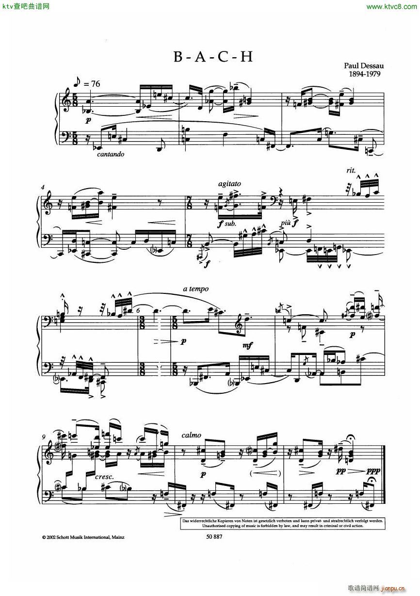 Dessau B A C H(钢琴谱)1