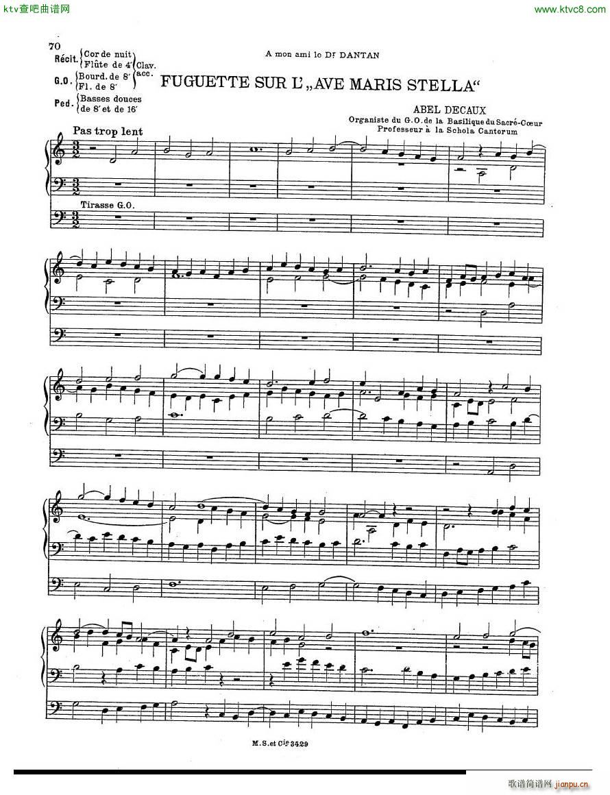 Decaux Abel Fuguette sur L Ave Maris Stella organ(钢琴谱)1
