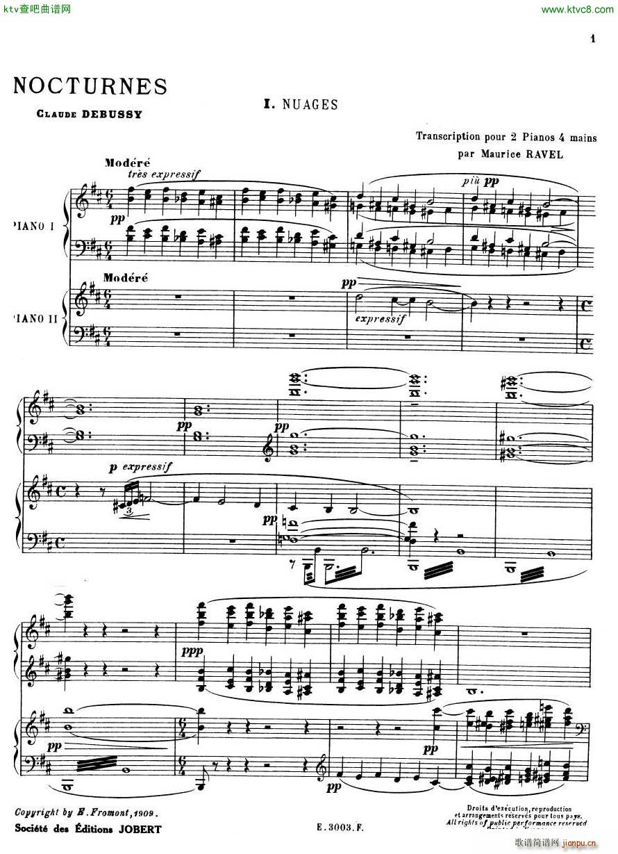 Debussy Ravel 3 Nocturnes 2pno(钢琴谱)1