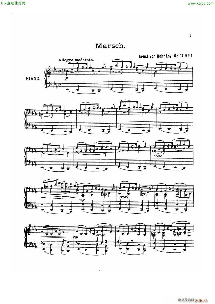 Dohnanyi 17 1 5 Humoresken Marsch(钢琴谱)1