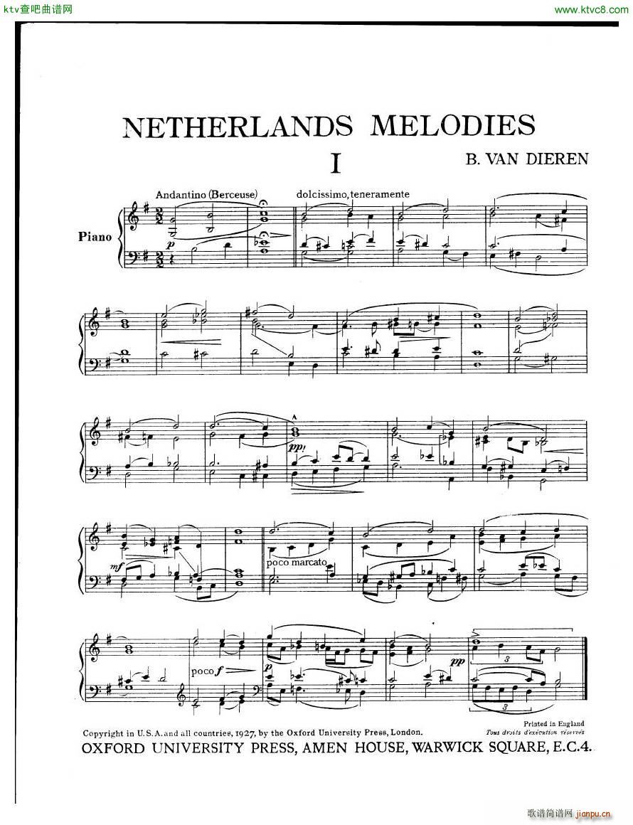 van Dieren Netherlands Melodies(钢琴谱)1