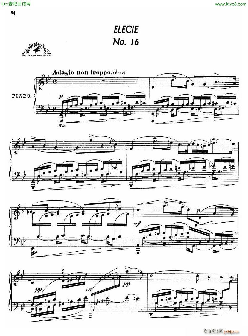 Arensky op 36 no 16 Elegie(钢琴谱)1