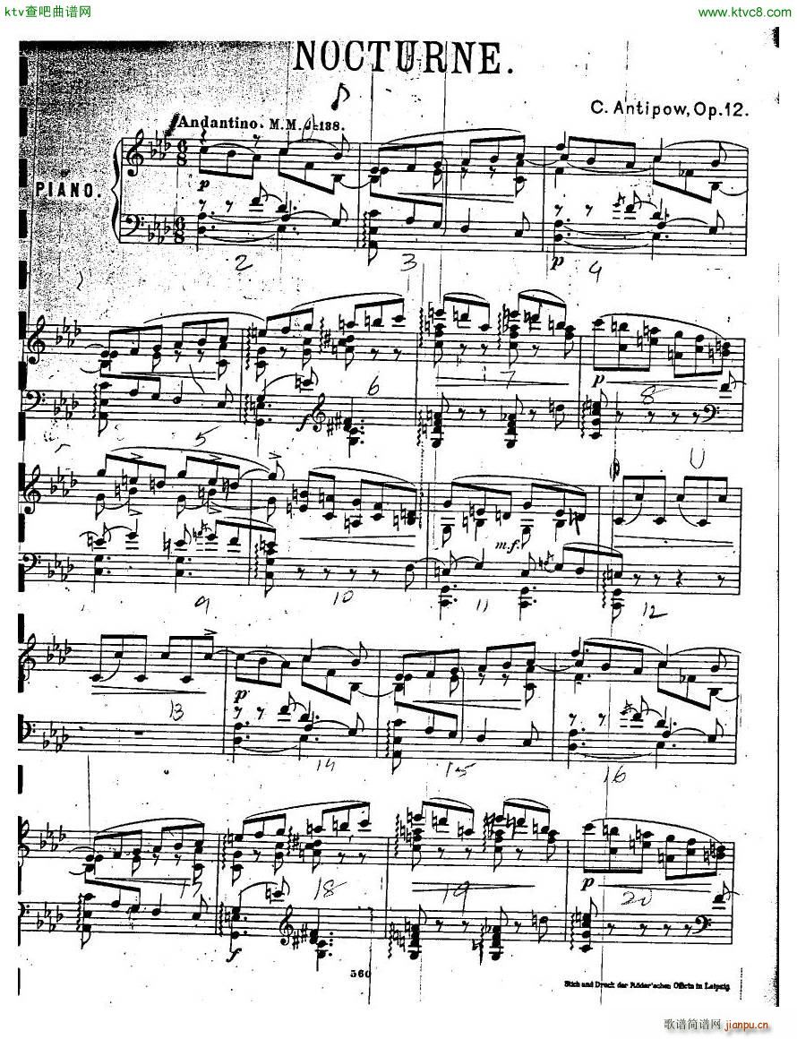 Antipov op 12 Nocturne(钢琴谱)1