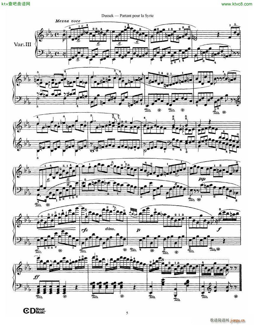 Dussek Partant Pour La Syrie(钢琴谱)5