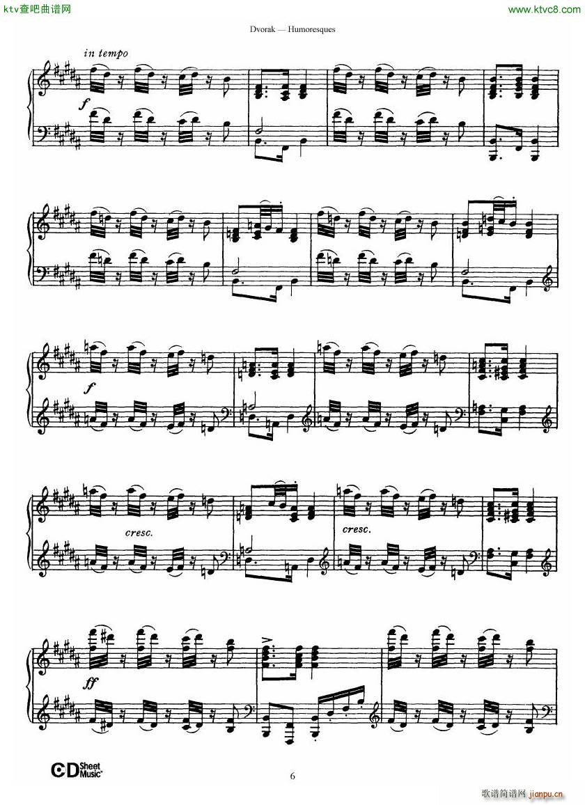 Dvorák op 101 8 Humoresques(钢琴谱)6
