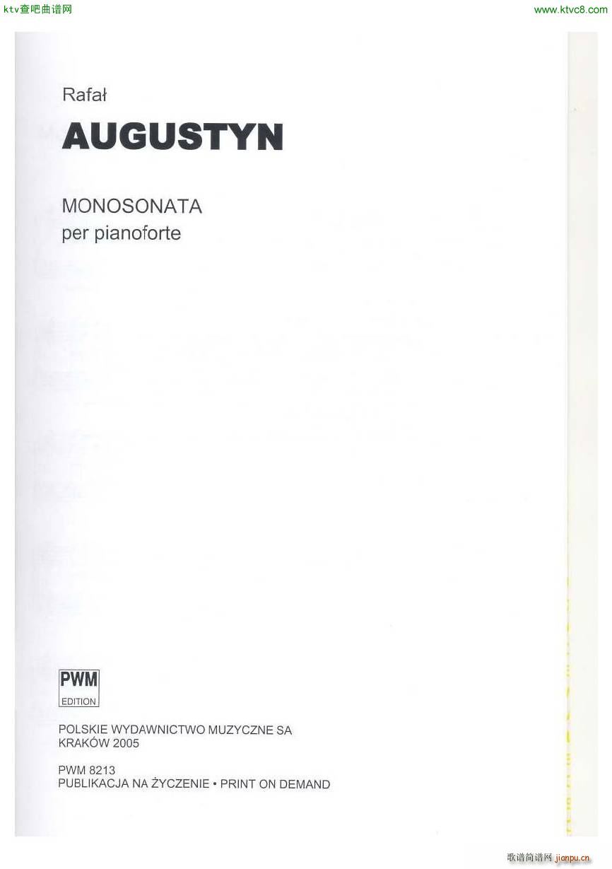 Augustyn Rafal Monosonata(钢琴谱)1