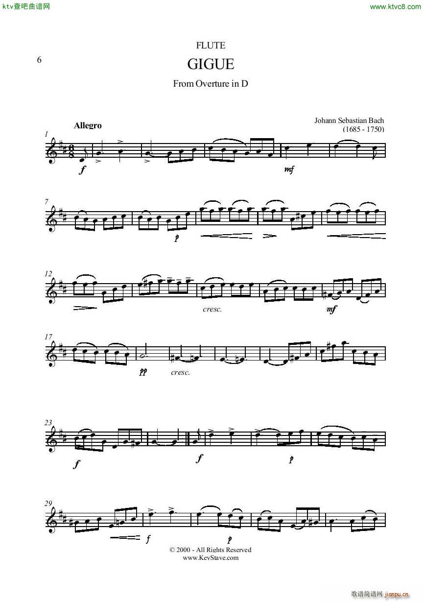 Bach Gigue Flute piano(钢琴谱)6