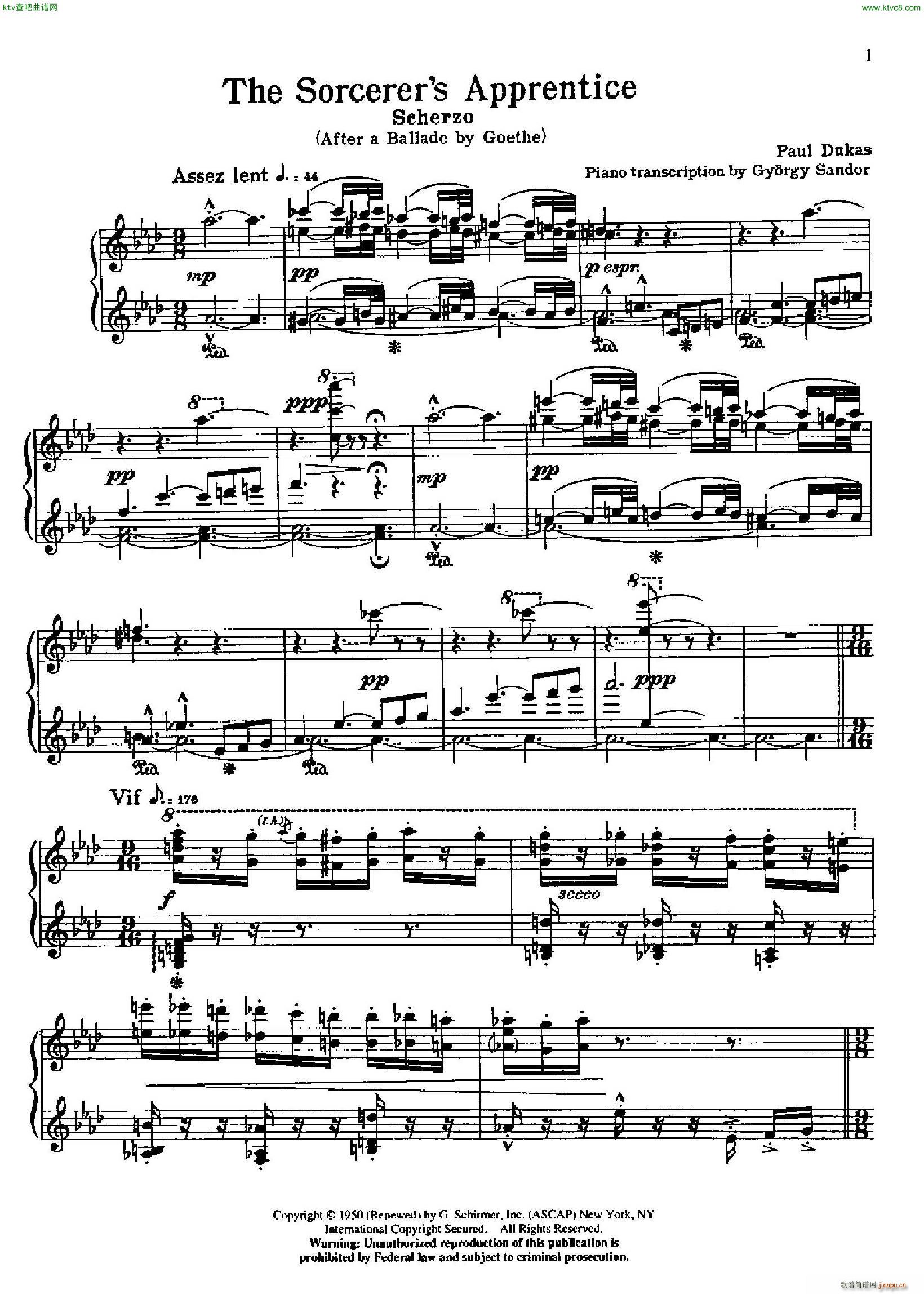 DucasSorcerer(钢琴谱)1
