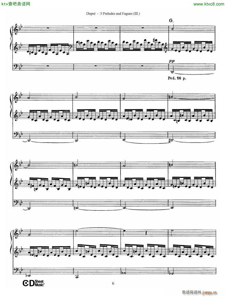Dupré Prelude Fugue in G minor Op 7 No 3(钢琴谱)6