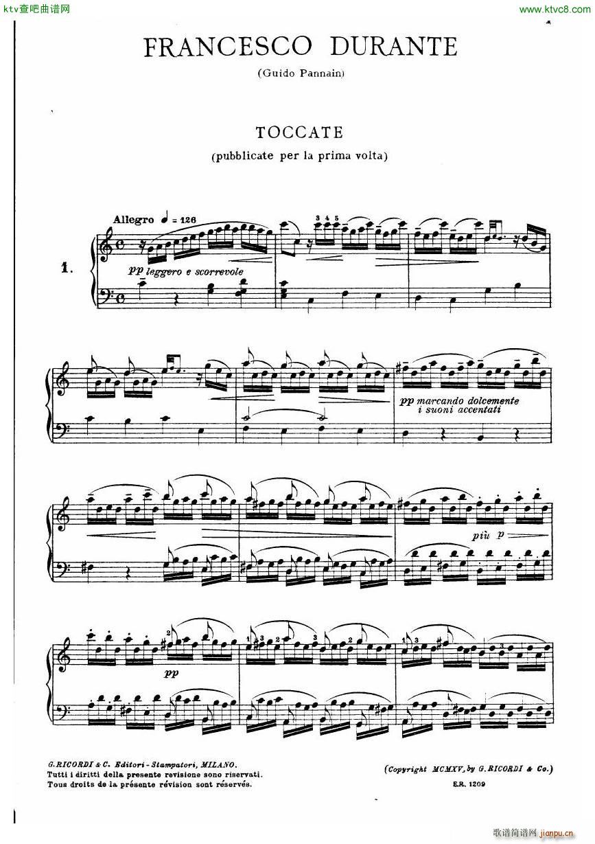 Durante Toccate(钢琴谱)1
