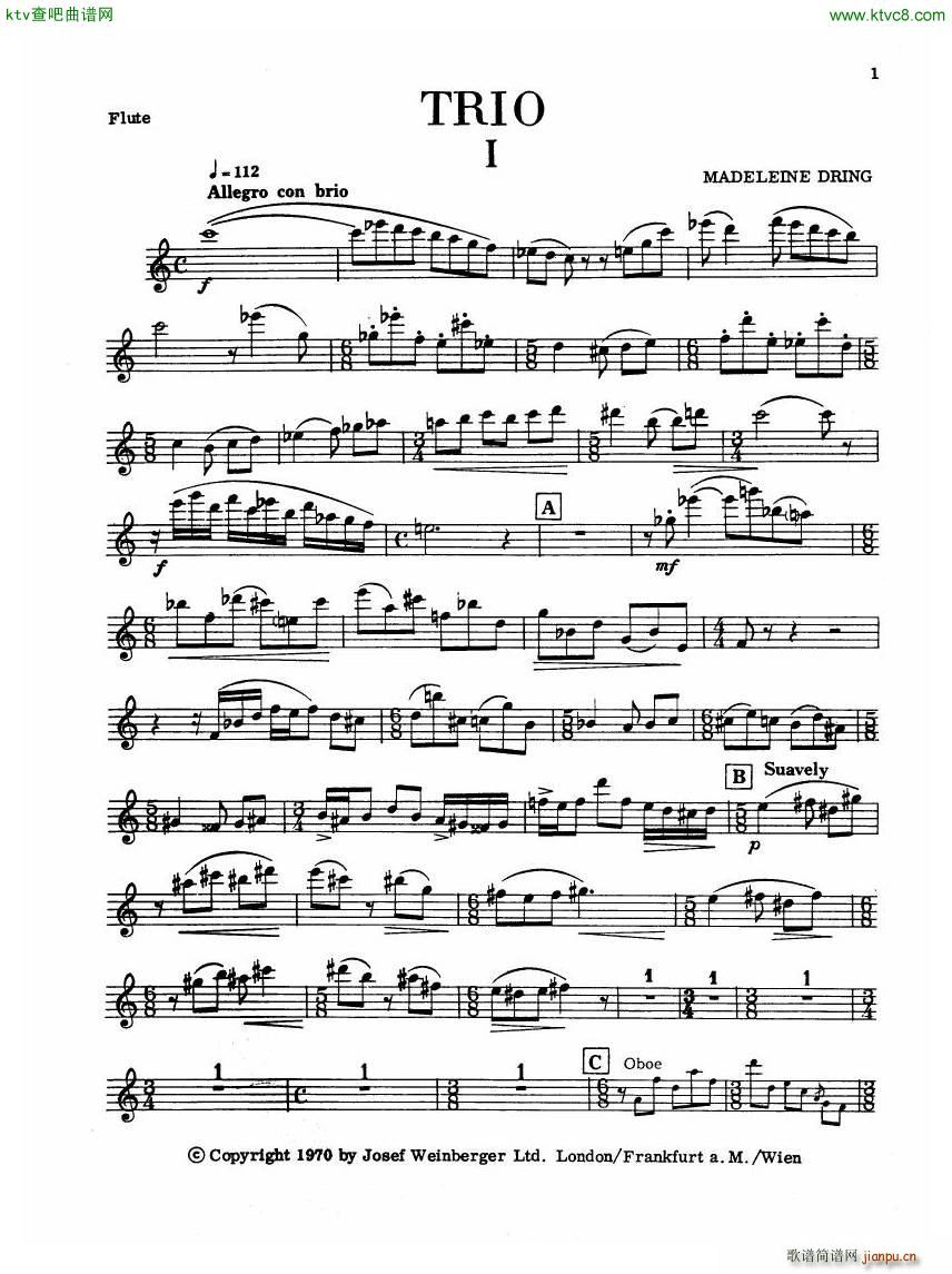 Madeleine Dring Trio For Flute Oboe And Piano(钢琴谱)1