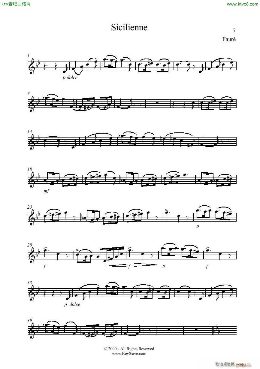 Gabriel Fauré 1845 1924 Sicilienne Flute Piano(钢琴谱)7