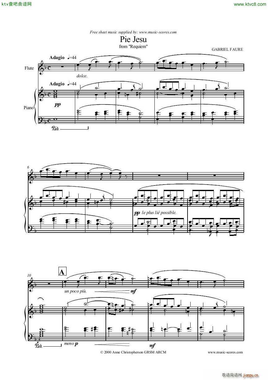 Faure Gabriel Pie Jesu Flute Piano Score(钢琴谱)1