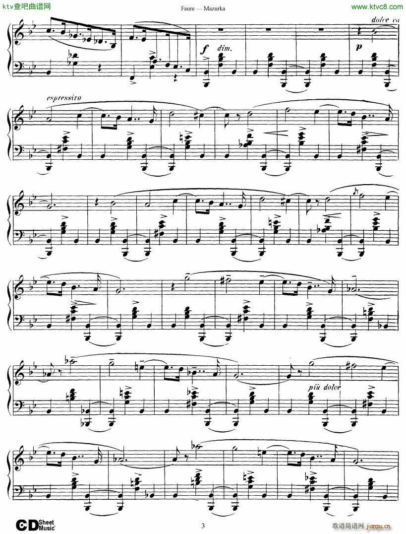 Faure Mazurka Op 32(钢琴谱)3