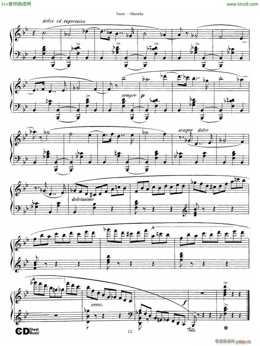 Faure Mazurka Op 32(钢琴谱)12