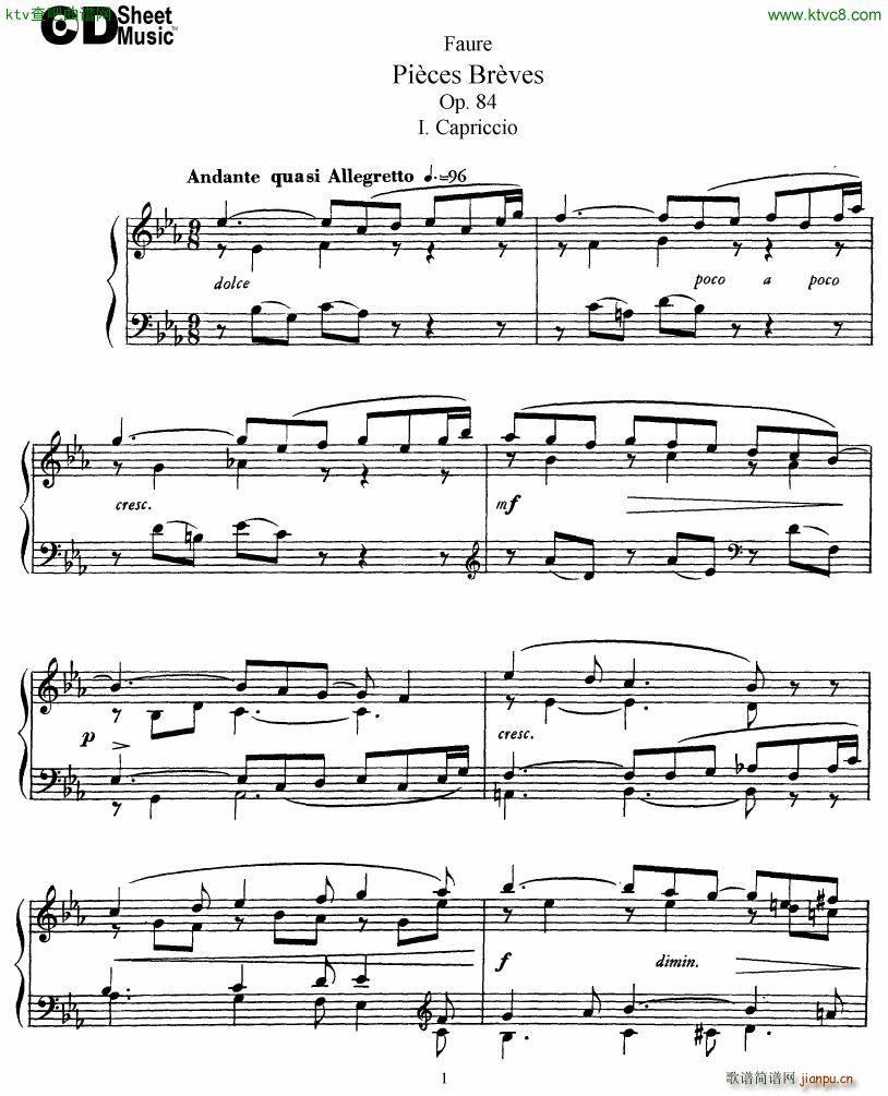 Faure 8 Pieces Breves Op 84(钢琴谱)1