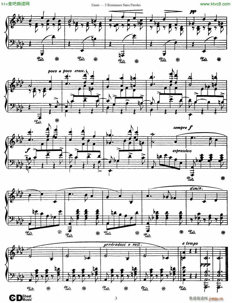 Faure 3 Romances Sans Paroles(钢琴谱)3