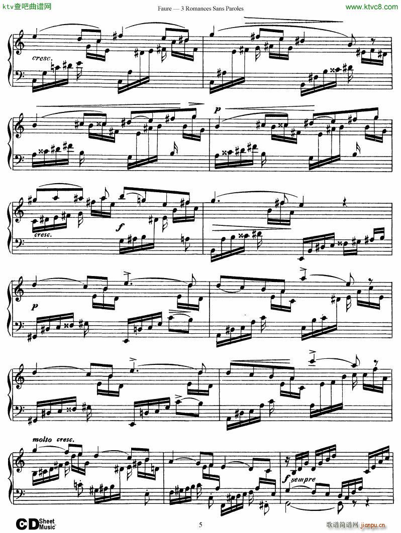 Faure 3 Romances Sans Paroles(钢琴谱)5