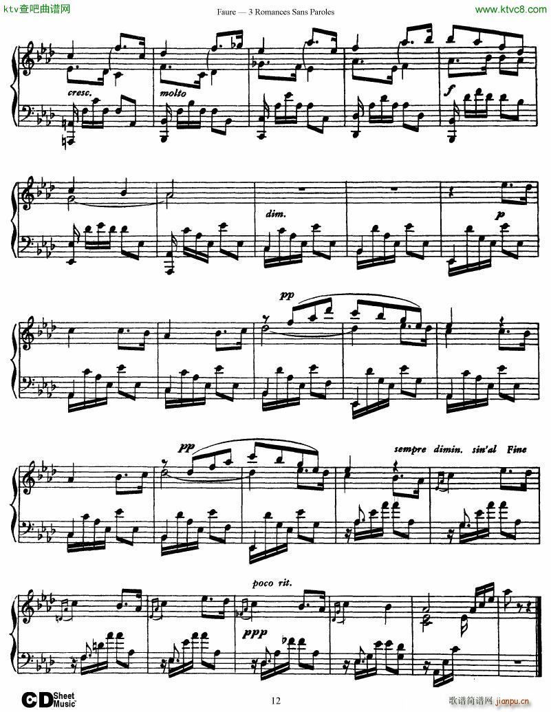Faure 3 Romances Sans Paroles(钢琴谱)12