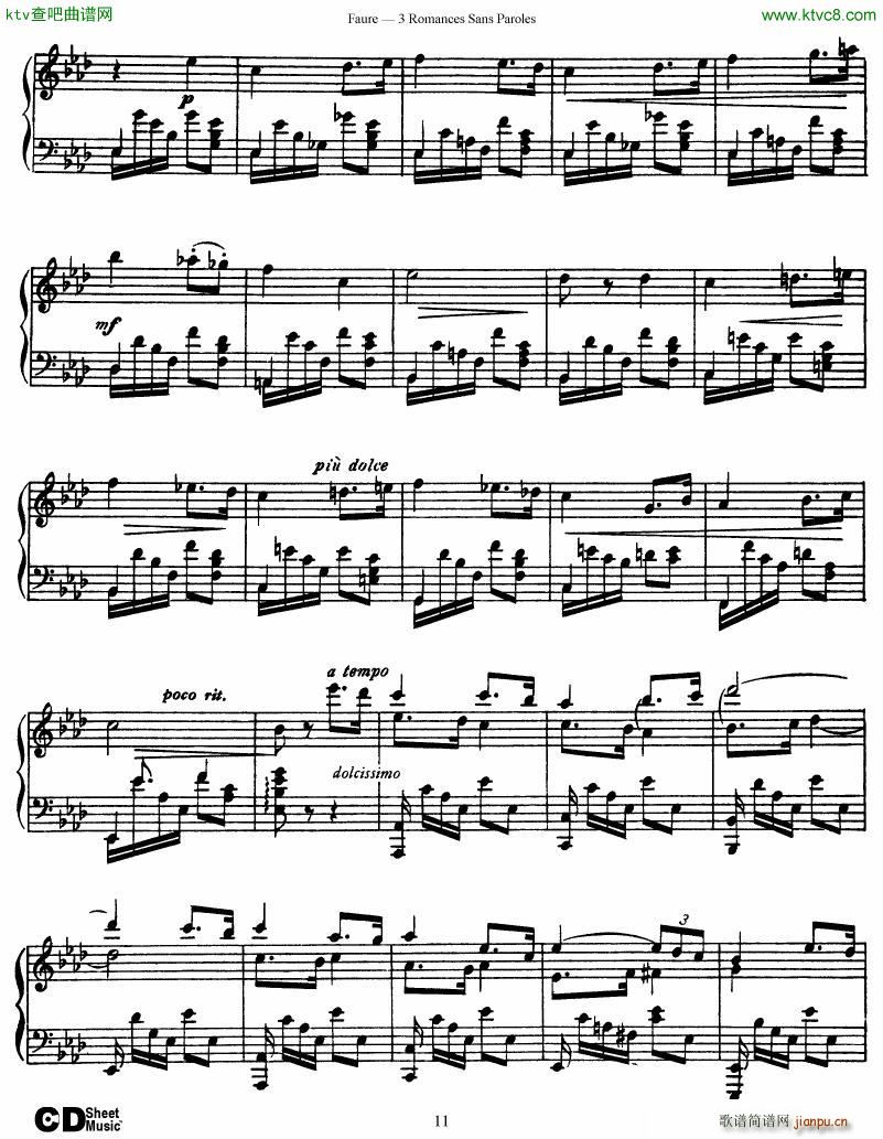 Faure 3 Romances Sans Paroles(钢琴谱)11