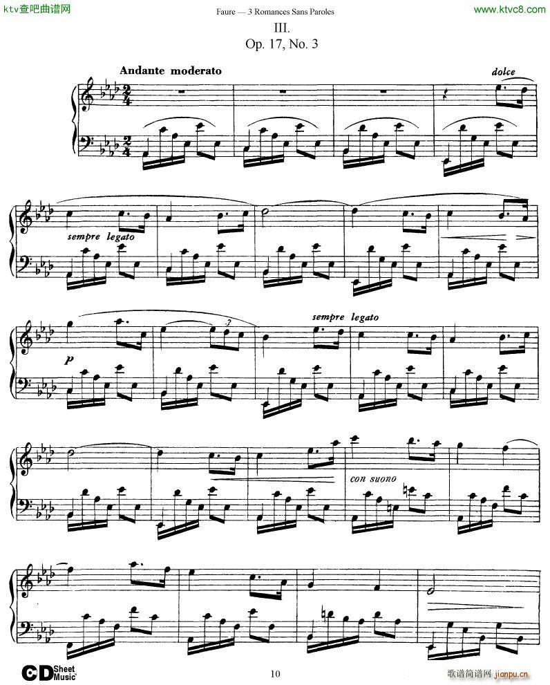 Faure 3 Romances Sans Paroles(钢琴谱)10