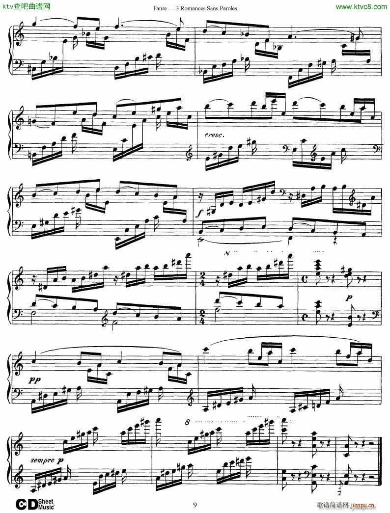 Faure 3 Romances Sans Paroles(钢琴谱)9