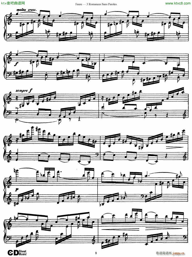 Faure 3 Romances Sans Paroles(钢琴谱)8
