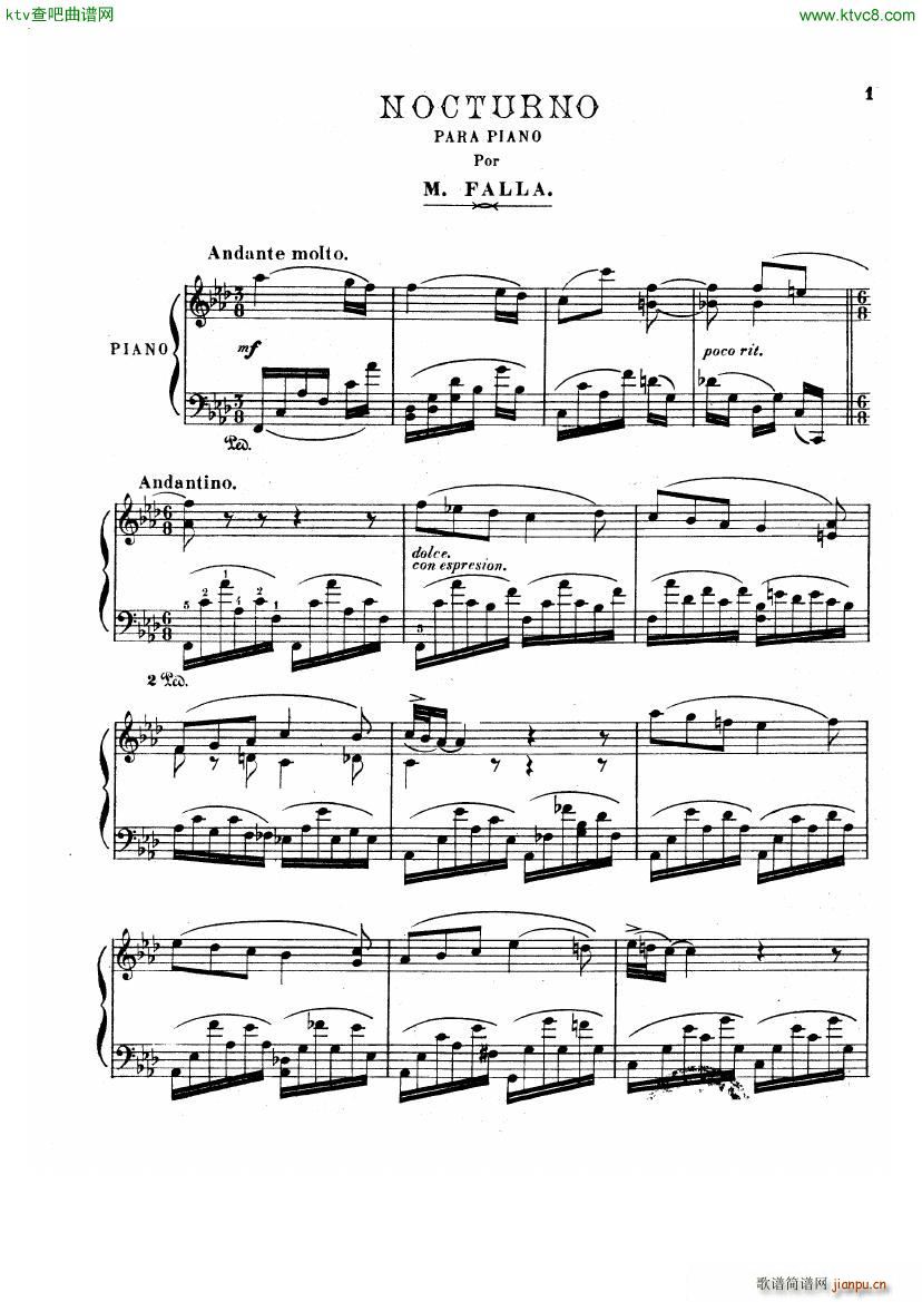 falla nocturno(钢琴谱)1