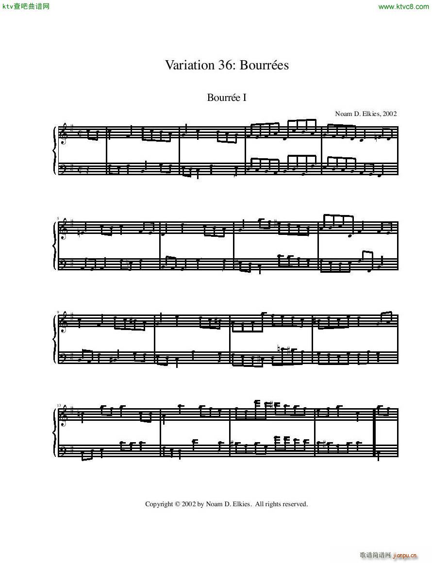 Elkies Noam 2 Bourrees(钢琴谱)1