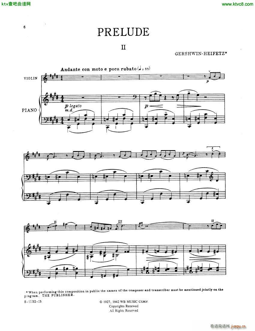 3 Preludes Piano Parts Gershwin(钢琴谱)5