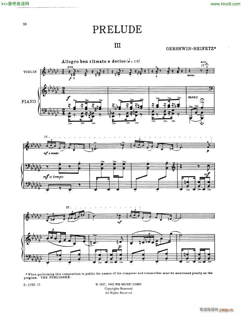 3 Preludes Piano Parts Gershwin(钢琴谱)9