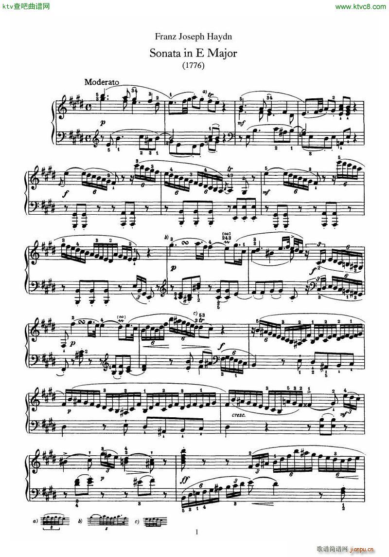 Haydn Piano Sonata No 31 In E(钢琴谱)1